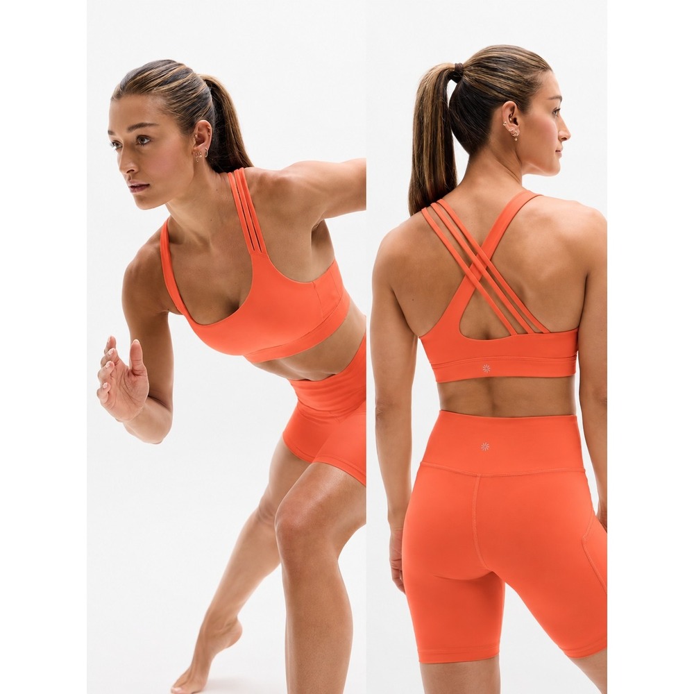 Athleta Train Free Sports Bra Womens Small D-DD Orange Strappy Racerback NWT